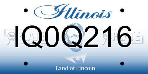 IQ0Q216 Illinois License Plate