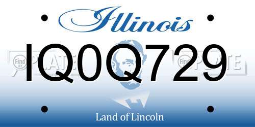 IQ0Q729 Illinois License Plate