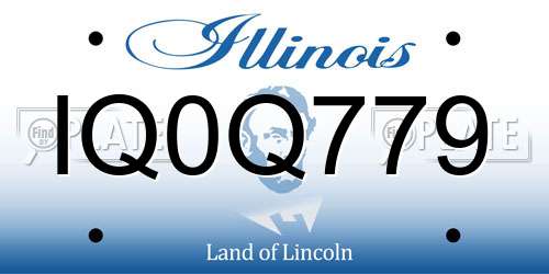 IQ0Q779 Illinois License Plate