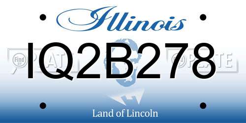 IQ2B278 Illinois License Plate
