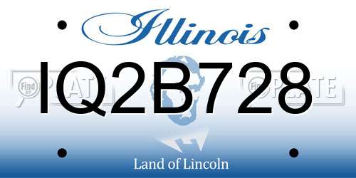 IQ2B728 Illinois License Plate