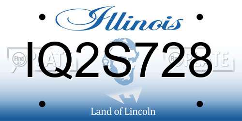IQ2S728 Illinois License Plate