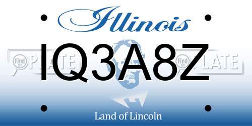 IQ3A8Z Illinois License Plate