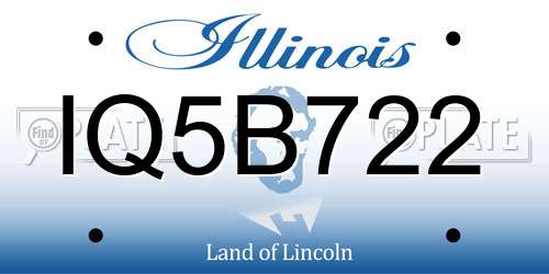 IQ5B722 Illinois License Plate
