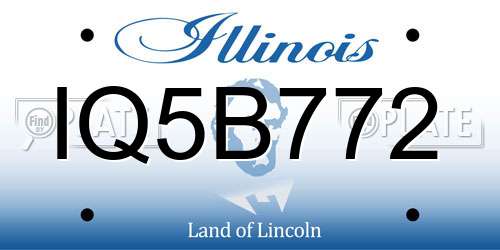 IQ5B772 Illinois License Plate