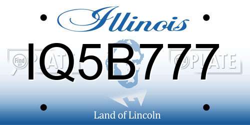 IQ5B777 Illinois License Plate