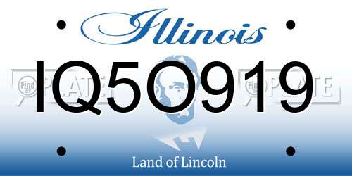 IQ5O919 Illinois License Plate