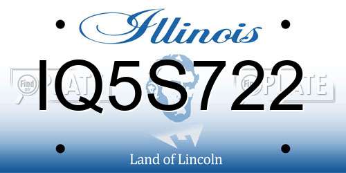 IQ5S722 Illinois License Plate
