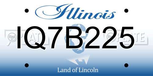 IQ7B225 Illinois License Plate