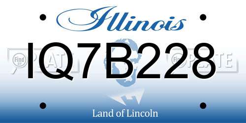 IQ7B228 Illinois License Plate
