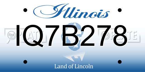 IQ7B278 Illinois License Plate