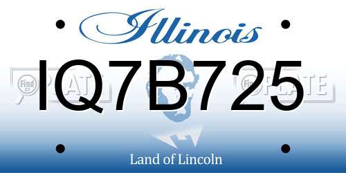 IQ7B725 Illinois License Plate