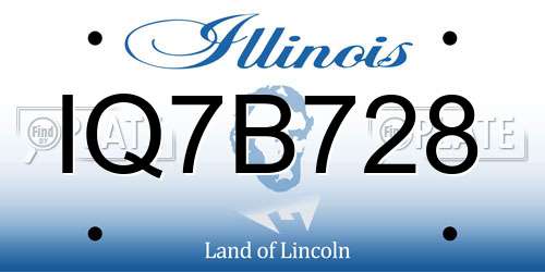 IQ7B728 Illinois License Plate