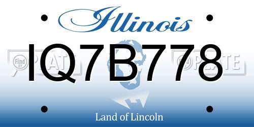 IQ7B778 Illinois License Plate