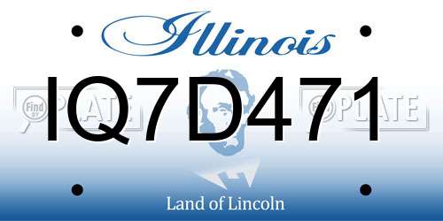 IQ7D471 Illinois License Plate