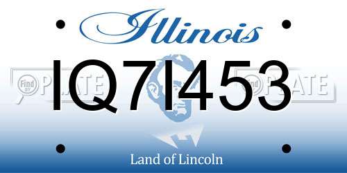 IQ7I453 Illinois License Plate