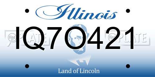 IQ7O421 Illinois License Plate