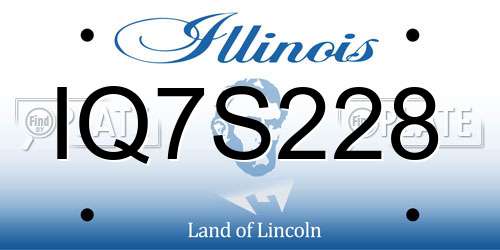 IQ7S228 Illinois License Plate