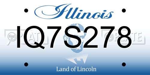 IQ7S278 Illinois License Plate
