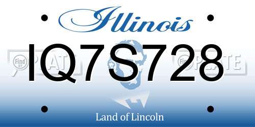 IQ7S728 Illinois License Plate