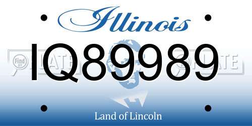 IQ89989 Illinois License Plate