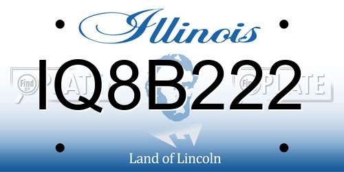 IQ8B222 Illinois License Plate