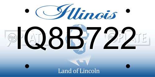 IQ8B722 Illinois License Plate