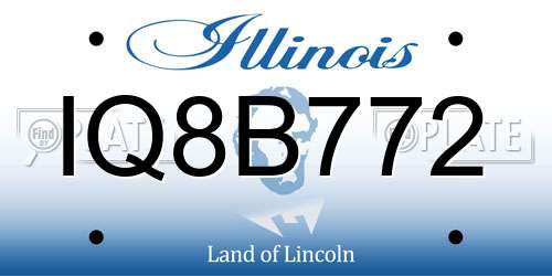 IQ8B772 Illinois License Plate