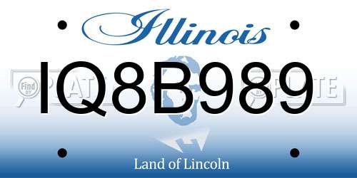 IQ8B989 Illinois License Plate