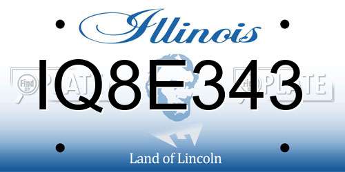 IQ8E343 Illinois License Plate