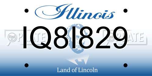 IQ8I829 Illinois License Plate