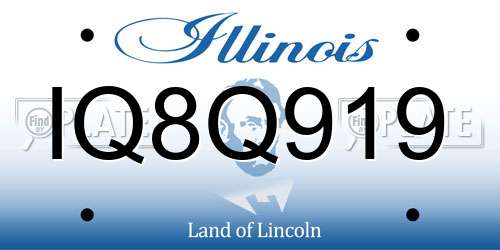 IQ8Q919 Illinois License Plate