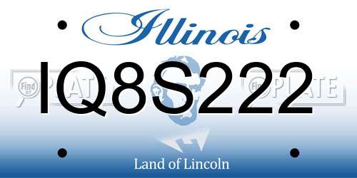 IQ8S222 Illinois License Plate