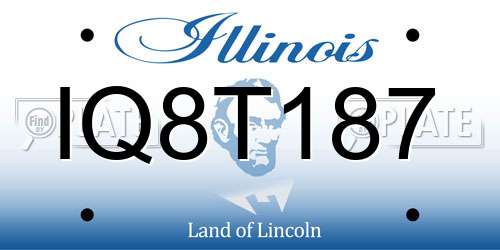 IQ8T187 Illinois License Plate