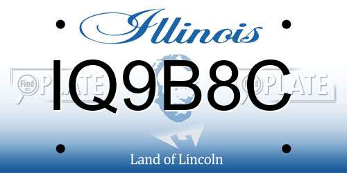 IQ9B8C Illinois License Plate