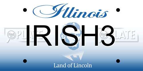 IRISH3 Illinois License Plate