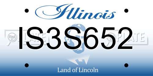 IS3S652 Illinois License Plate