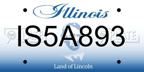 IS5A893 Illinois License Plate