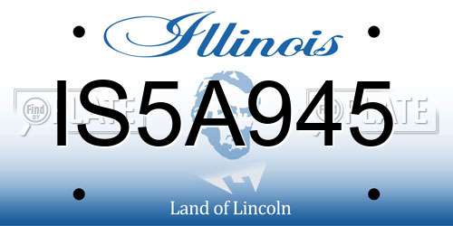 IS5A945 Illinois License Plate