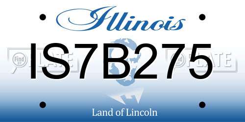 IS7B275 Illinois License Plate