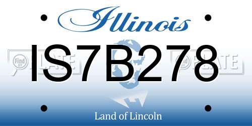 IS7B278 Illinois License Plate