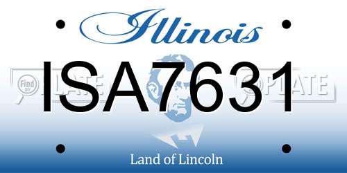 ISA7631 Illinois License Plate