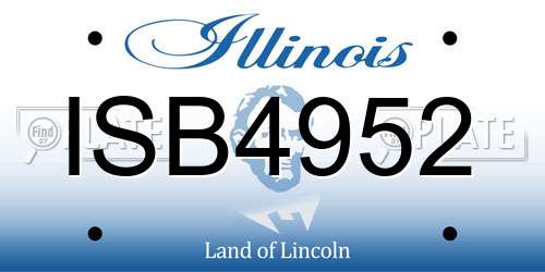 ISB4952 Illinois License Plate