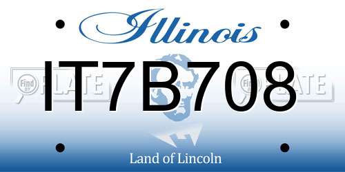 IT7B708 Illinois License Plate