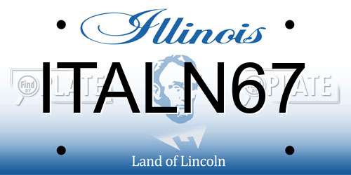 ITALN67 Illinois License Plate