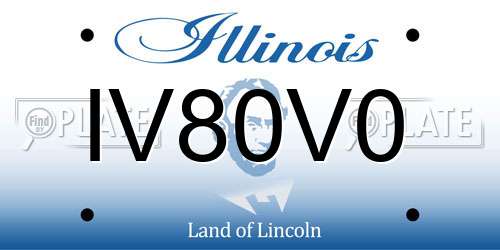 IV80V0 Illinois License Plate