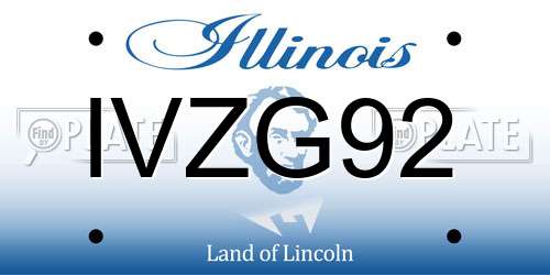IVZG92 Illinois License Plate