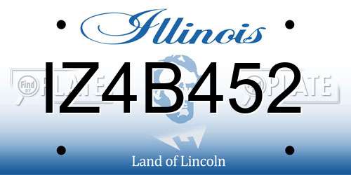 IZ4B452 Illinois License Plate
