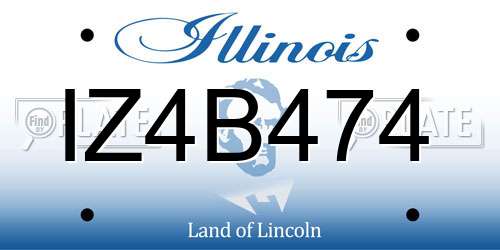 IZ4B474 Illinois License Plate