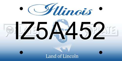 IZ5A452 Illinois License Plate